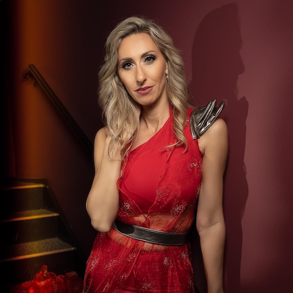 Designer red butterflies dress